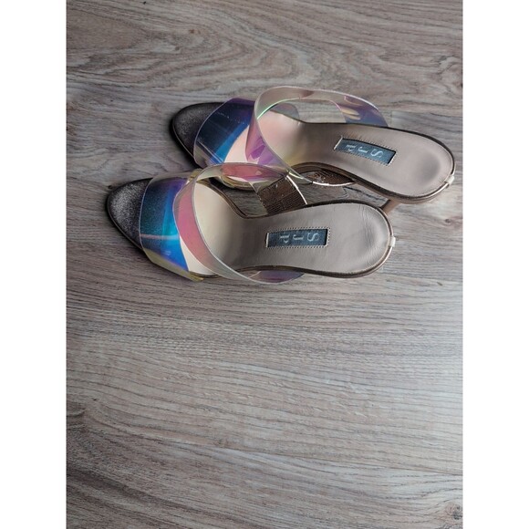 SJP Sarah Jessica Parker Iridescent PVC Mule Sandal Heels Women 8.5 EU 39 - Picture 11 of 16